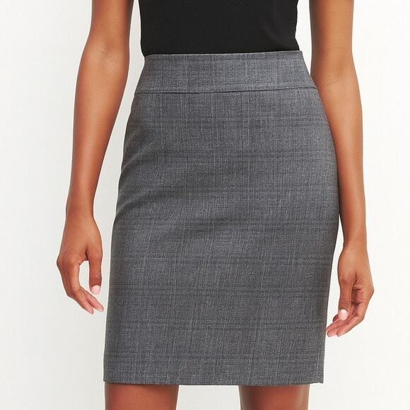 Banana Republic Wool Plaid Pencil Skirt Gray - Picture 1 of 7
